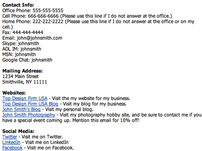 Email signature examples