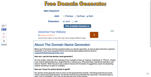 domain name generator tools